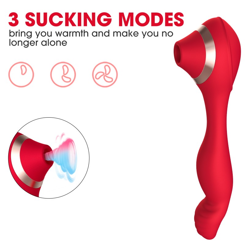 Cupid Magic Female Double-Head Vibrator Masturbation Massage Stick with Snap Sucking Feature for Body Sex Toys