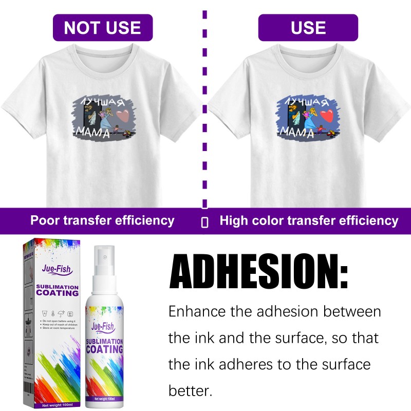Jue Fish Hot Sale Clothing Stamping Durable Stain Resistant Color Developing Multi Purpose Sublimation Coating Spray