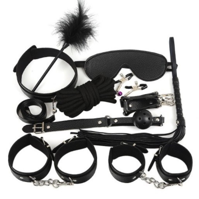 10 Piece Set of Leather Fun PU 10 Piece Set of Adult Toys for Couples