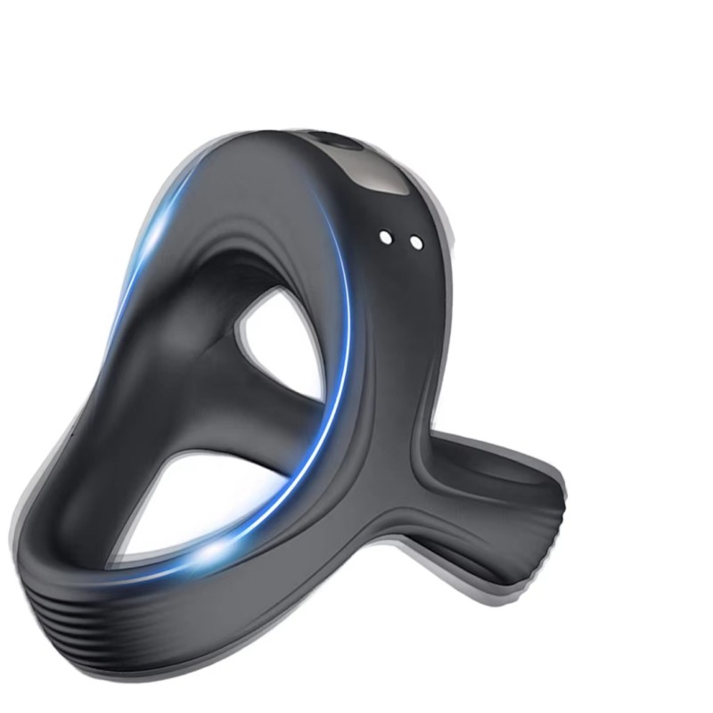 Silicone Electric Triangular Lock Sperm Ring Ejaculation Delay Penis Sex Toys with Prostate Vibration Massager for Men