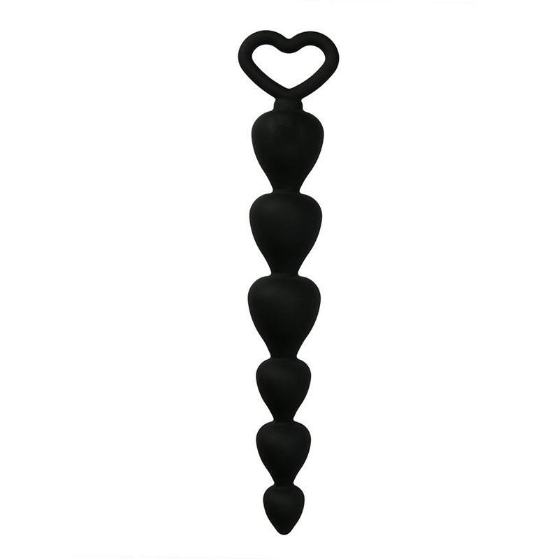 Heart Shaped Six Bead Silicone Anal Plug for Men and Women