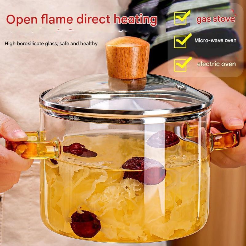 Glass Cookware Set Manufacturer - 1.6L Double Handle Soup Stew Pot