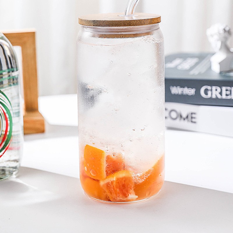 Glass Tea Cup Manufacturer - 600ml with Lids and Straws Slushy Cup