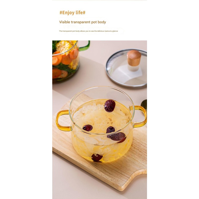 Glass Cookware Set Manufacturer - 1.6L Double Handle Soup Stew Pot