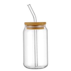 Glass Tea Cup Manufacturer - 600ml with Lids and Straws Slushy Cup