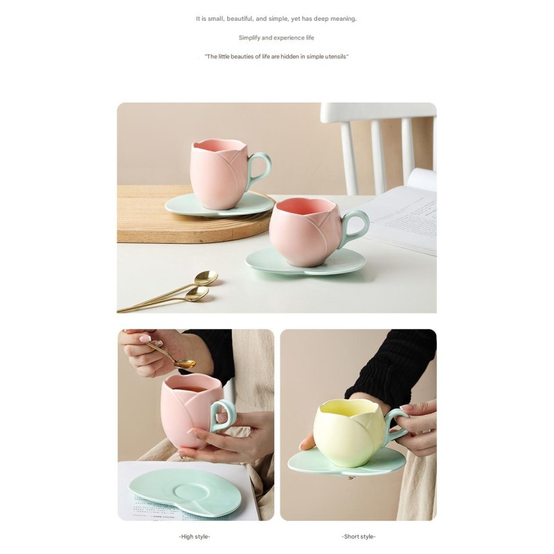 Ceramic Mug Set Supplier - European Tulip Shape Saucer Set Wholesale