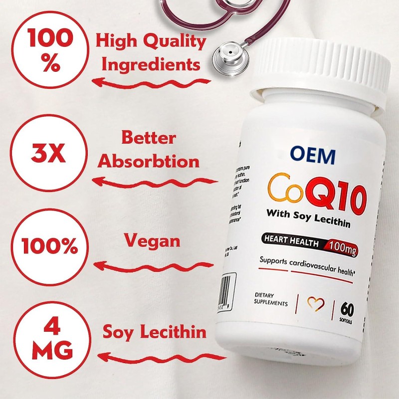 CoQ10 Capsules Supplier - 200mg 120 Softgels Heart Health Support
