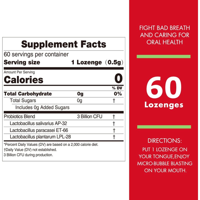 Probiotic Lozenges Supplier - Sugar Free Oral 3 Billion CFU Fresh Breath