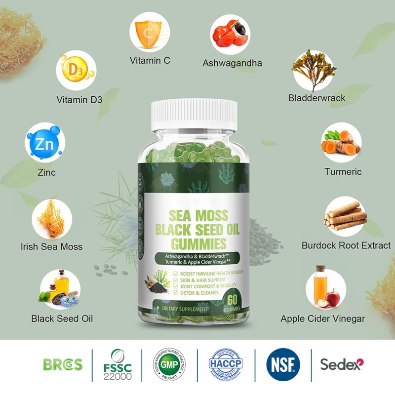 Sea Moss Gummies Supplier - OEM Private Label Organic 60 Count Immune