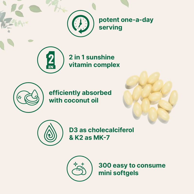 Vitamin D3 K2 Capsules Factory - OEM 2-in-1 with Coconut Oil Newborn-Safe