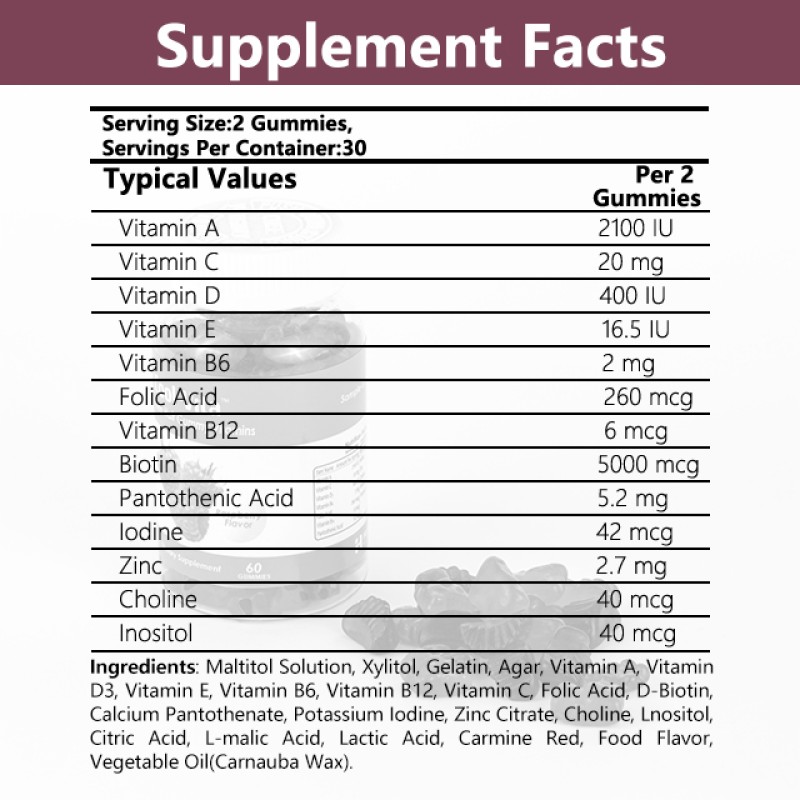 Biotin Gummies Supplier - Sugar Free Hair Nail Skin Custom Formula