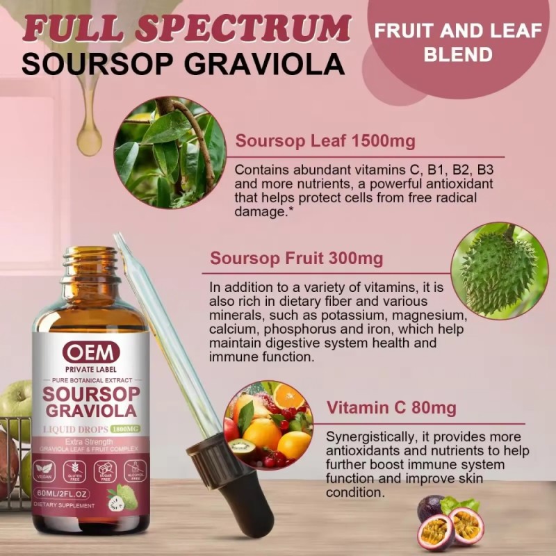 Soursop Liquid Drops Manufacturer - Organic Graviola Leaves Supplement