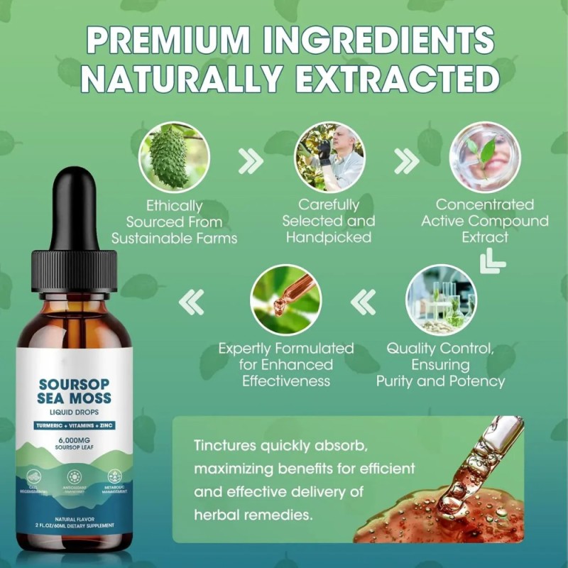 Sea Moss Liquid Drops Factory - Private Label Soursop Marine Biology