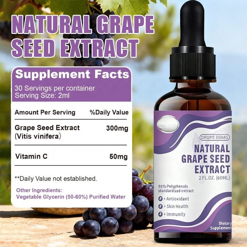 Grape Seed Extract Drops Supplier - OEM 300mg Liquid Skin Health