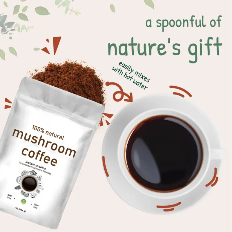 Mushroom Coffee Powder Factory - Organic 10 in 1 Immune Support Blend