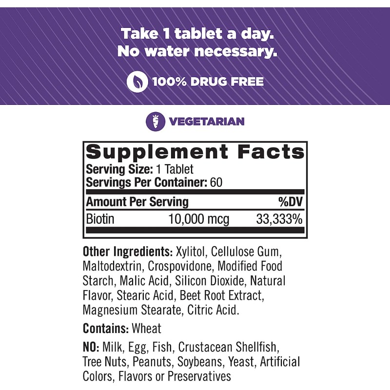 Private Label Biotin Tablets 10000 Mcg  Promote Healthy Hair Skin and Nails Support Energy Metabolism