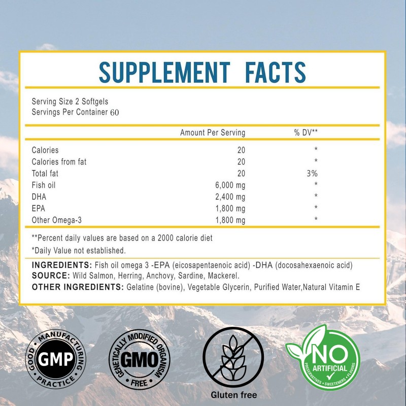 OEM/ODM Omega 3 Fish Oil Containing 2400mg DHA and 1800 mg EPA Supports Brain Liver and Heart Health