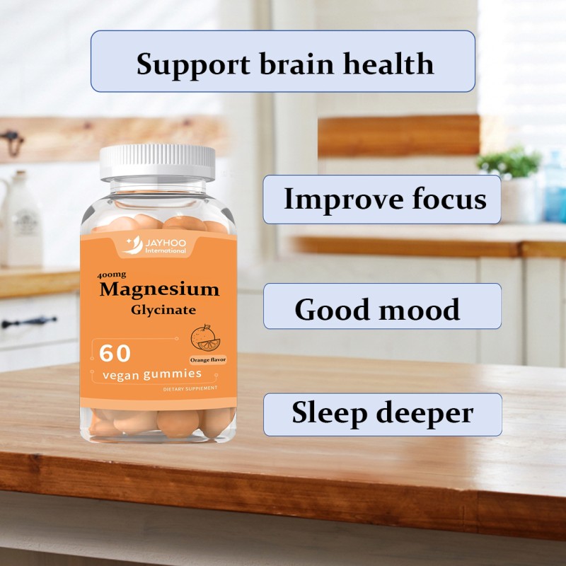Private Label Vegan Magnesium Glycinate Gummies for Adults Pregnant Women Enhances Sleep Brain Function Focus Dietary Supplement