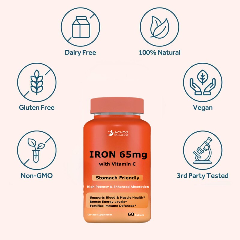 OEM/ODM 200 mg Vitamin C Iron Supplement Tablets for Adults for Men and Women Not Recommended for Pregnant Women