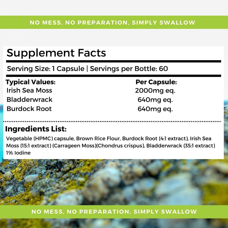 Custom Sea Moss Capsules Supplements Enhance Adults Immune System to Promote Thyroid and Digestive Health