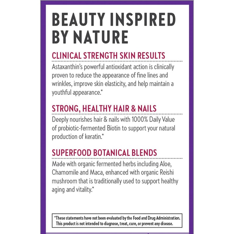 Fermented Biotin Supplement Capsules Supplement Collagen to Support Healthy Hair, Skin and Nails
