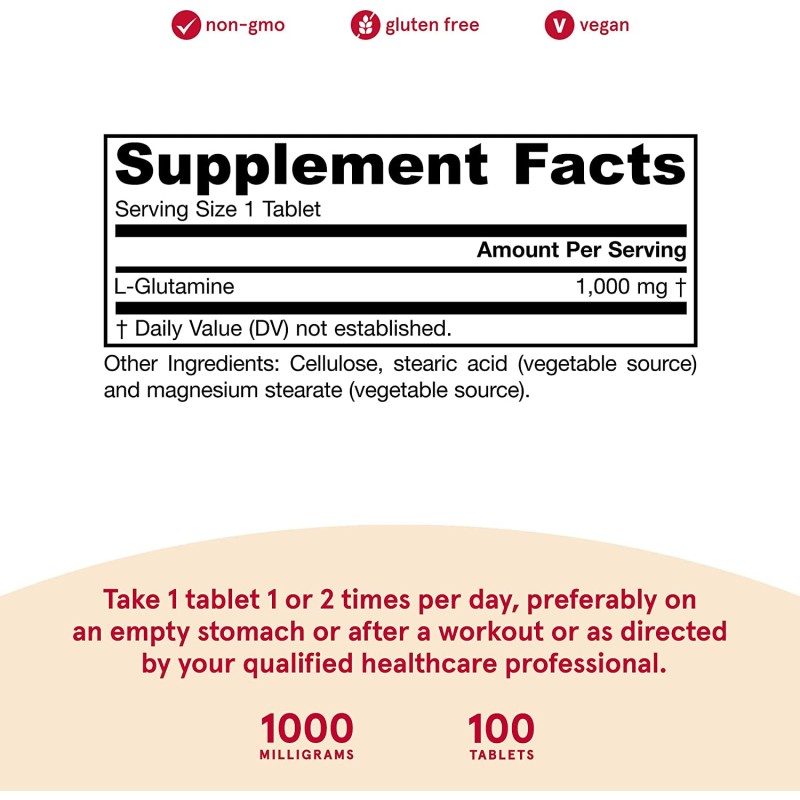 OEM L-glutamine Tablets 100 Tablets Protect Muscle Tissue and Support Immune Function