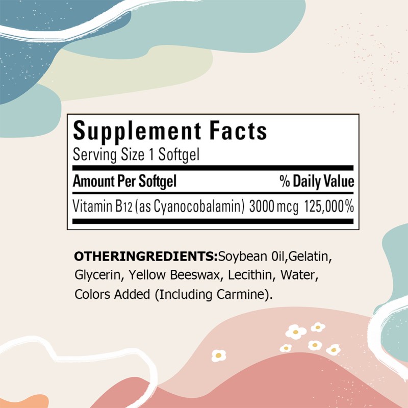 Vitamin B12 Softgel Manufacturer - 3000mcg Energy Mood