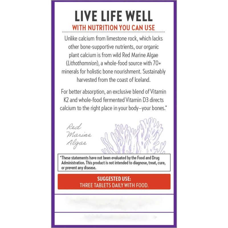 OEM Red Algae Plant Calcium 120 Tablets Supplement for Adult Human Bones with Variety of Vitamins & Magnesium