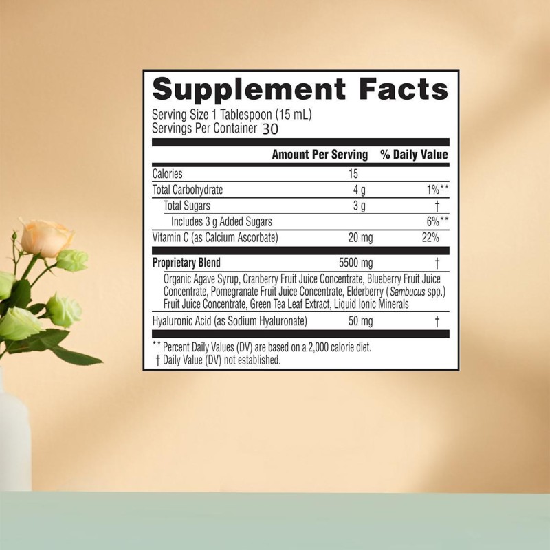 450ml Vitamin C Liquid with Hyaluronic Acid Berry Non-GMO Gluten Free Oral Liquid Support for Skin and Joints for Adults