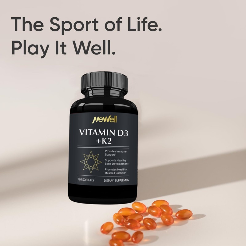 MEWLL Vitamin D3 + K2 with 5000iu of Plant-Based D3 & 100mcg of Vitamin K2 As MK-7 | Softgel