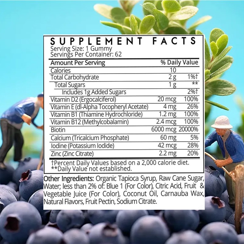 OEM Vitamin and  Biotin Gummy Health Products Promote Healthy Hair, Skin, Nails and Bones,60 Vegan Gummies