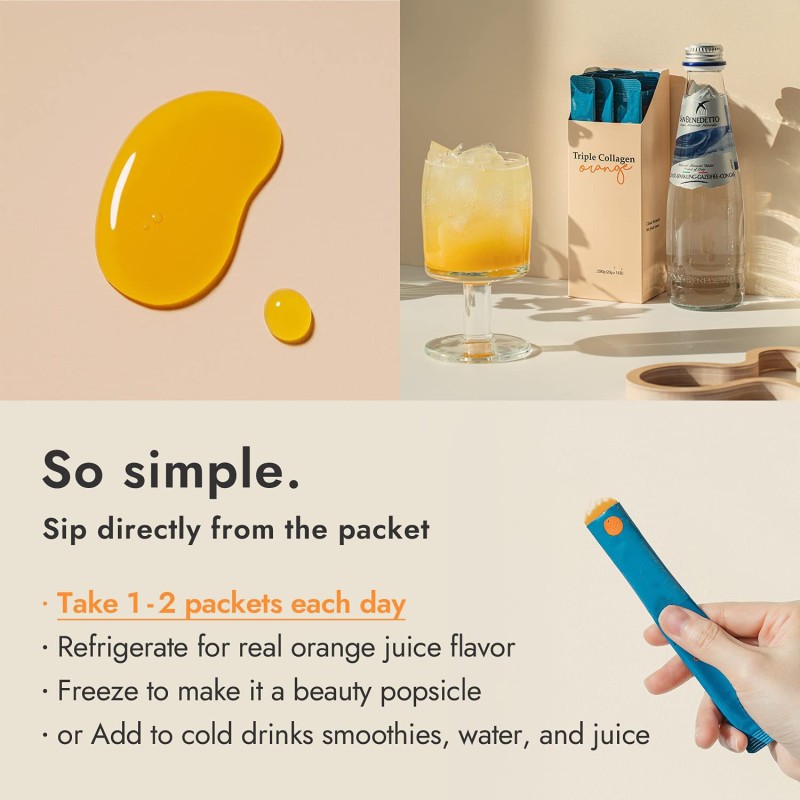 Vegan Orange Flavor Collagen Jelly Stick Supplement Beauty Skin Whitening Triple Collagen Jelly Stick