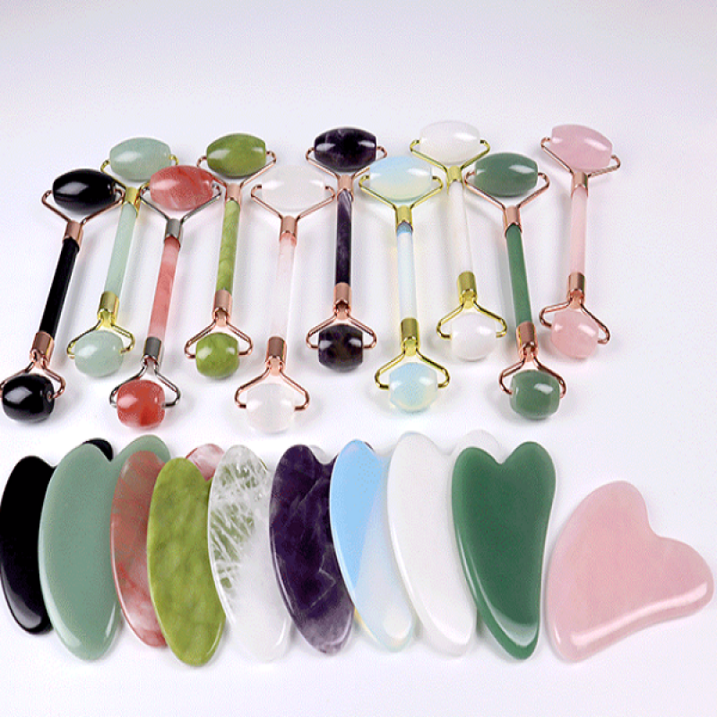 Facial Massager Manufacturer - Rose Quartz Gua Sha Set