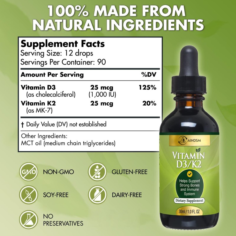 Vitamin D3 Drops Manufacturer - Plant-Based D3 K2 Boost Bone Immune Liquid