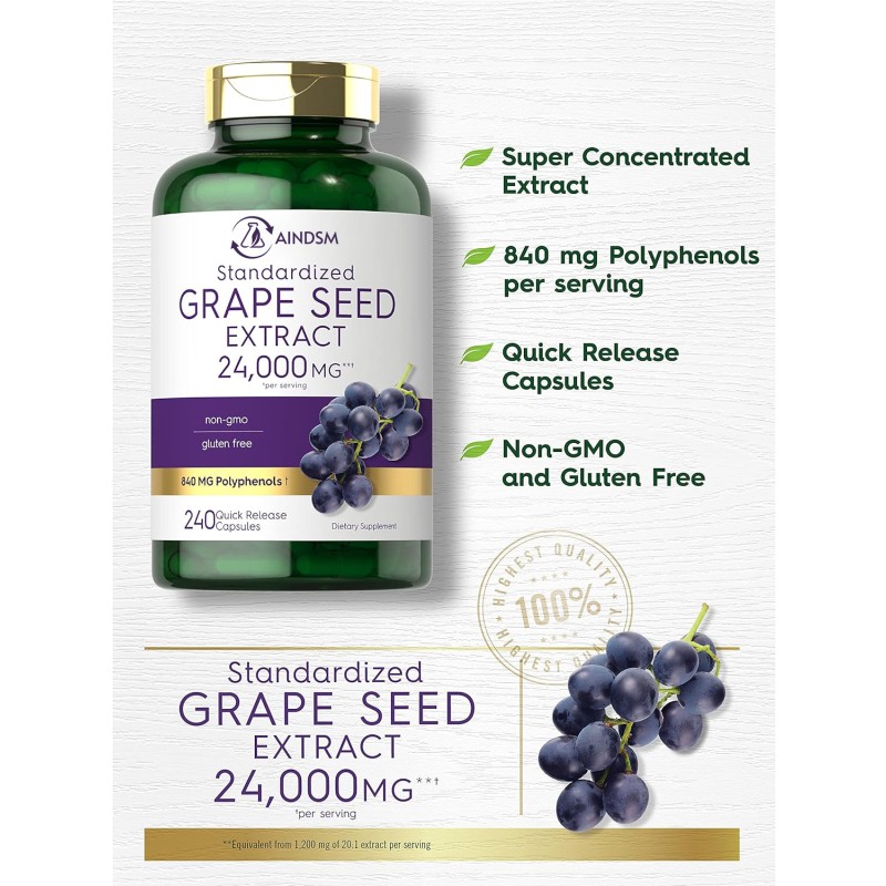 Grape Seed Capsules Supplier - Organic Grape Seed Extract Blood Pressure Health