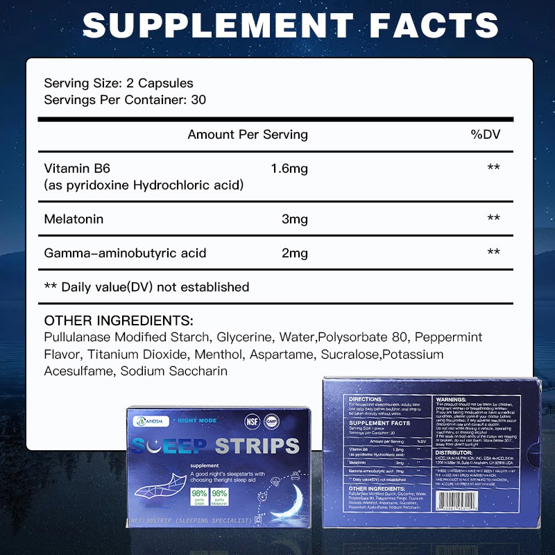 Sleep Strip Supplier - Custom Color GABA Melatonin Vitamin Sleep Mint Film