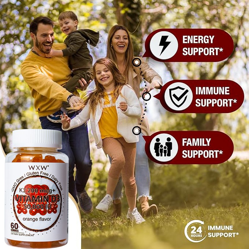 Vitamin D3K2 Gummies Manufacturer - Stock WXW D3 K2 Enhance Bone Density Sugar Free