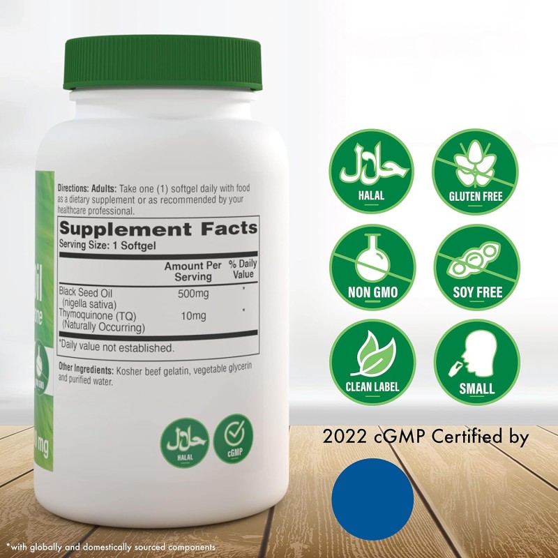 Black Seed Oil Softgel Supplier - Thymoquinone Hair Growth Antioxidant Immune Adult