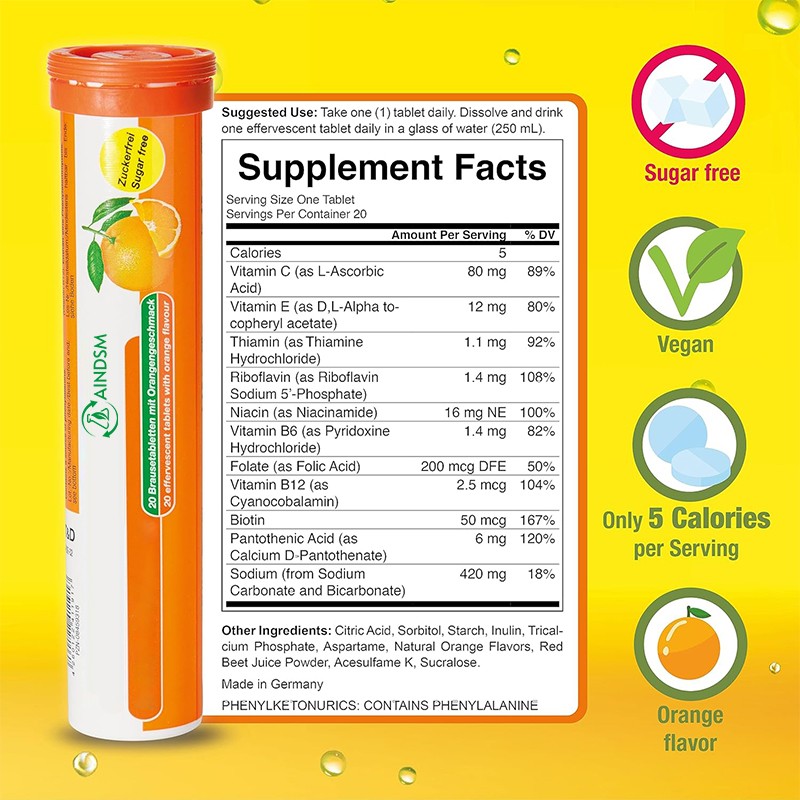 Vitamin C Effervescent Tablets Manufacturer - Antioxidant Vitamin ACE Zinc Biotin Heart