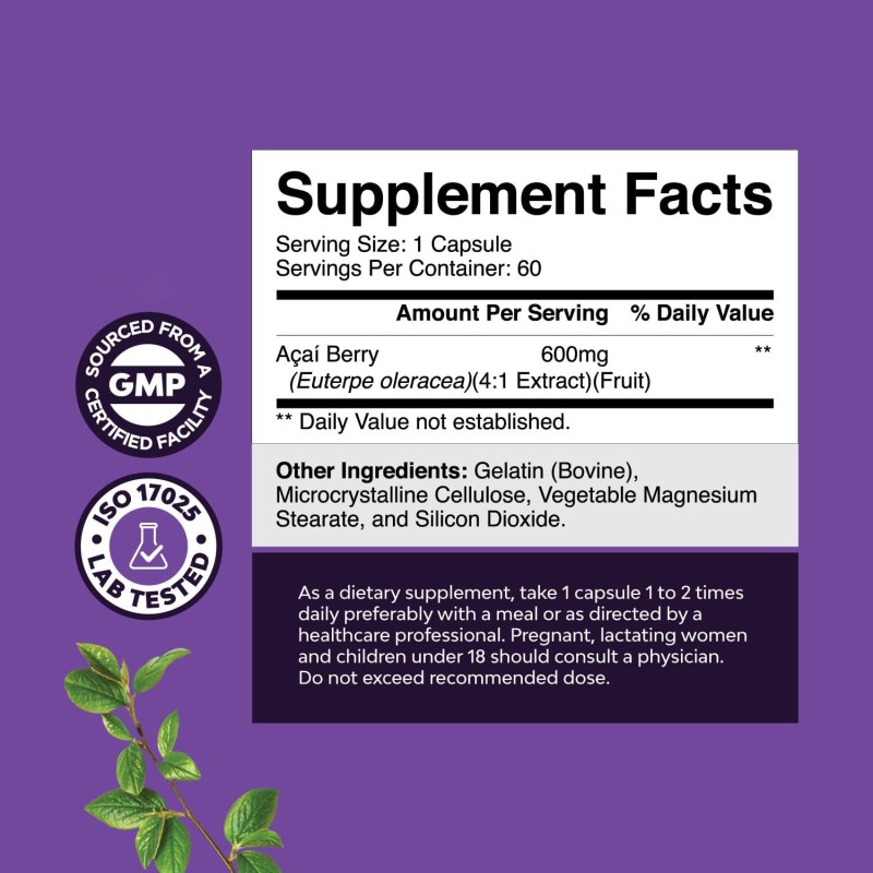 Acai Berry Capsules Supplier - Natural Acai Berry Anti Aging Antioxidant Capsule