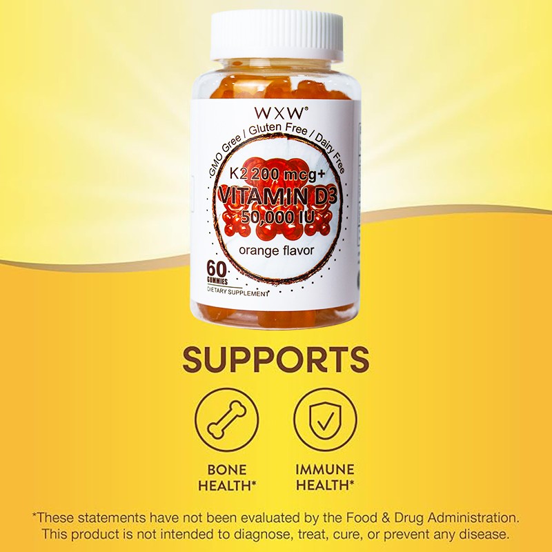 Vitamin D3K2 Gummies Supplier - WXW Stock D3 K2 Immune Health Excellent Taste
