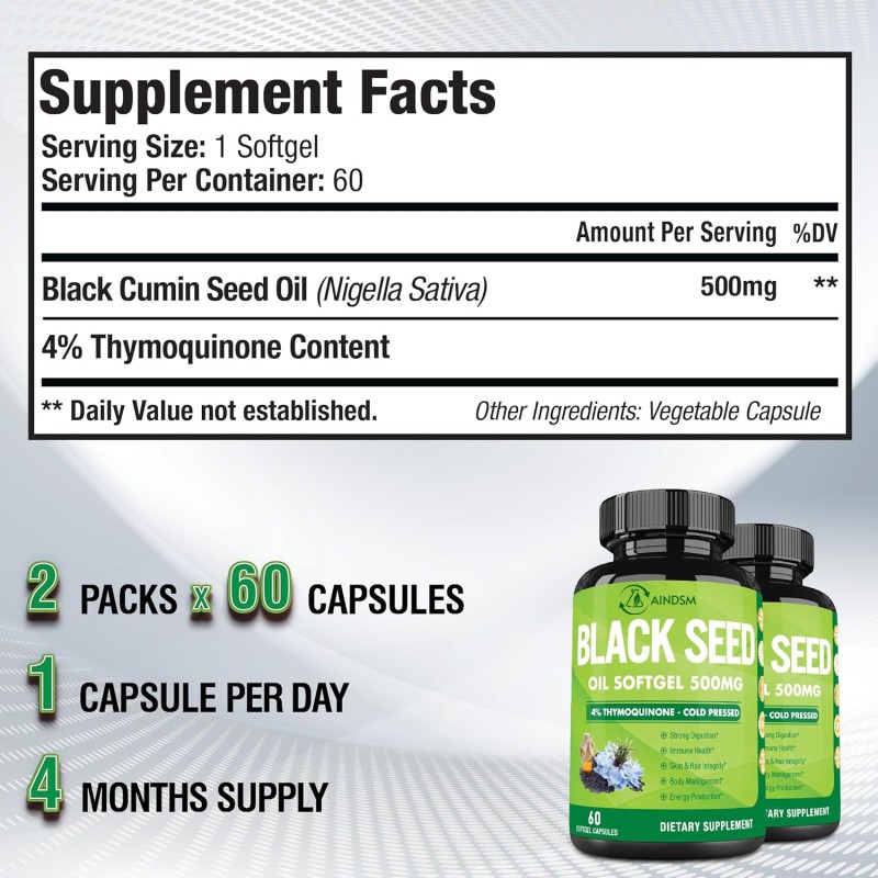 Black Seed Oil Softgel Manufacturer - Joint Skin Hair Support Black Cumin Seed Oil