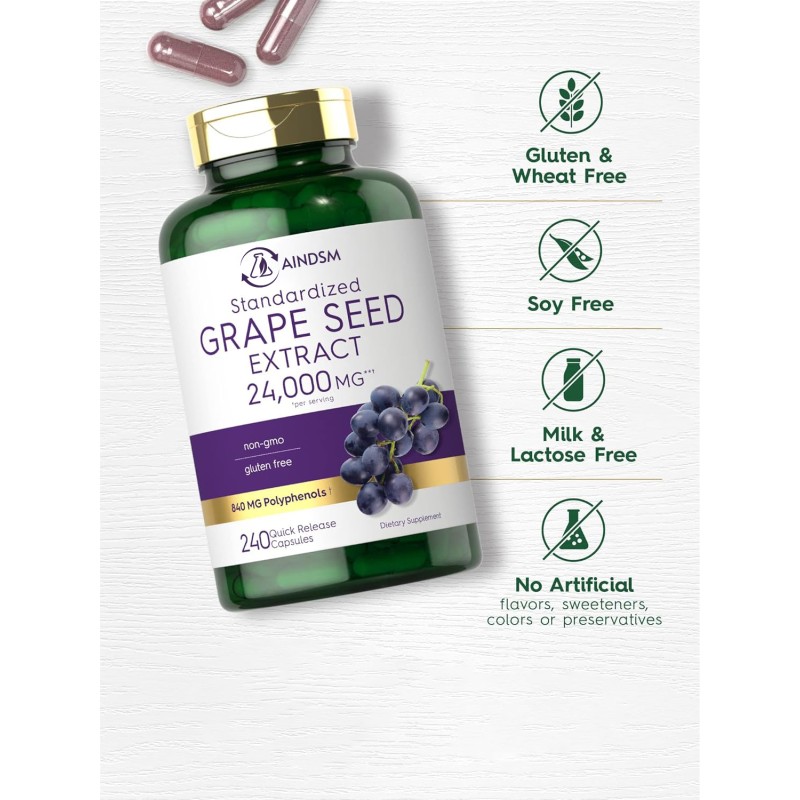 Grape Seed Capsules Supplier - Organic Grape Seed Extract Blood Pressure Health