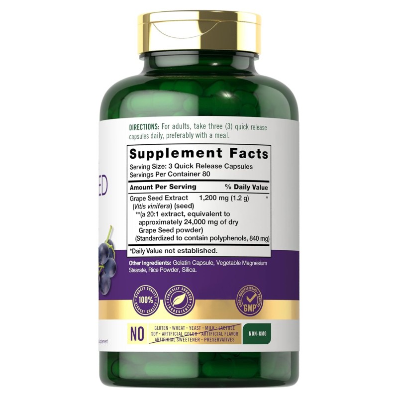 Grape Seed Capsules Supplier - Organic Grape Seed Extract Blood Pressure Health