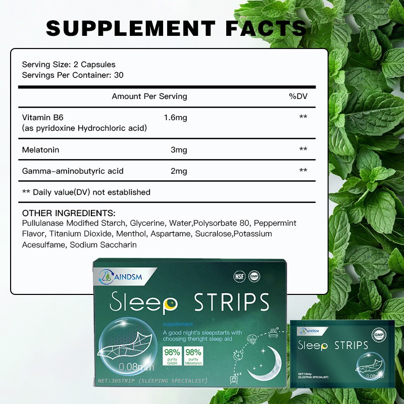 Sleep Mint Film Factory - GABA Melatonin Stay Asleep Longer Supplement Strips
