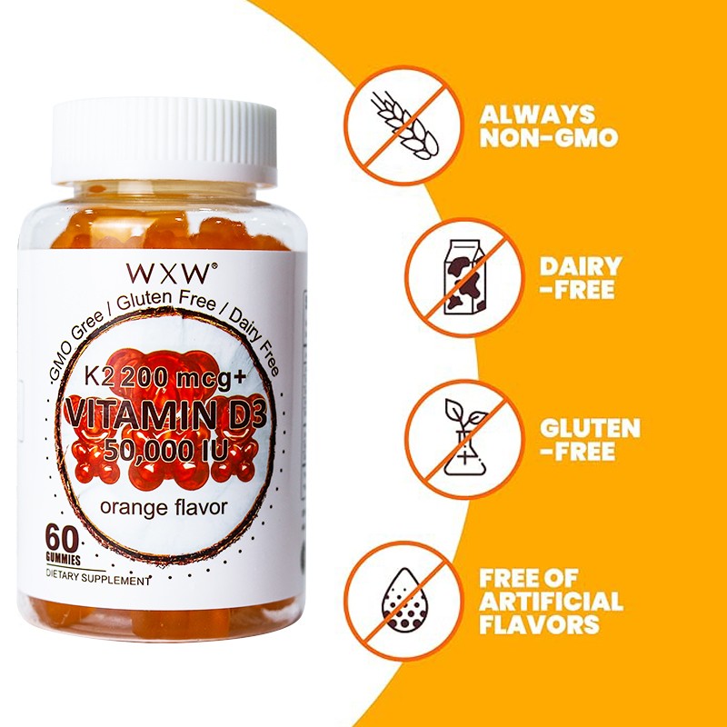 Vitamin D3K2 Gummies Supplier - WXW Stock Vegan Sugar-Free D3 K2 Adult Candy