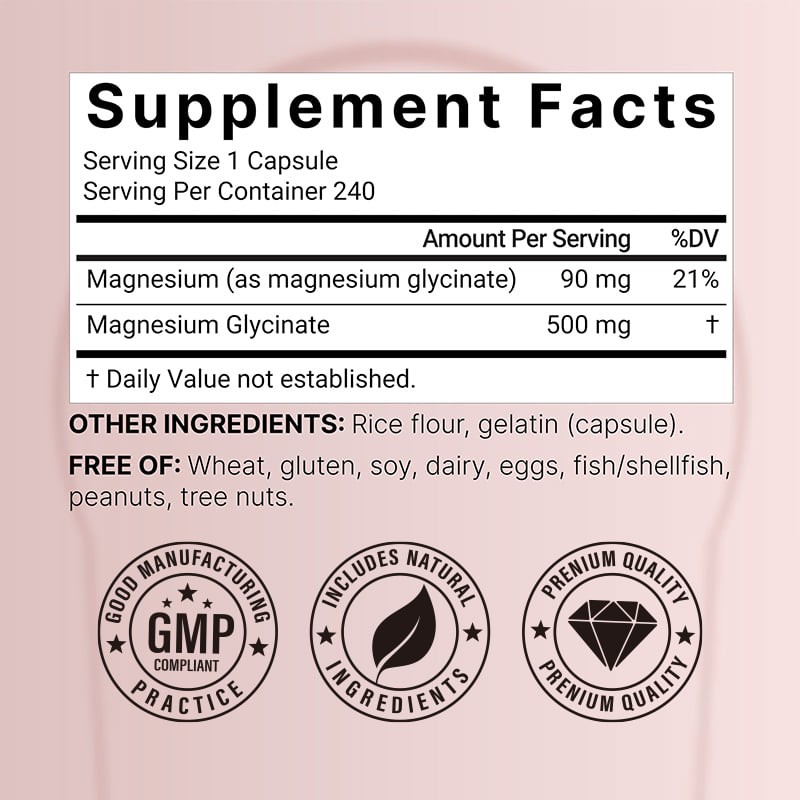 Magnesium Glycinate Capsules Factory - 500mg Sleep Joints