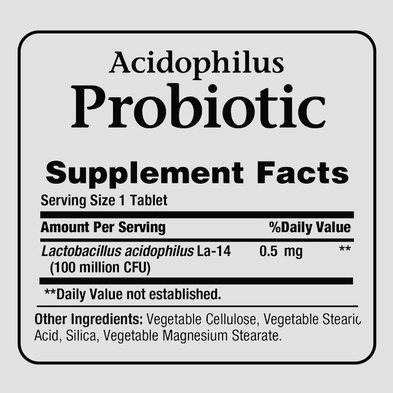 Probiotic Dietary Supplement Supplier - 100 Tablets Acidophilus