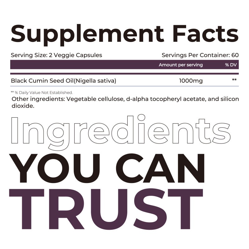 Black Seed Oil Softgel Supplier - 1000mg Vegan Antioxidant