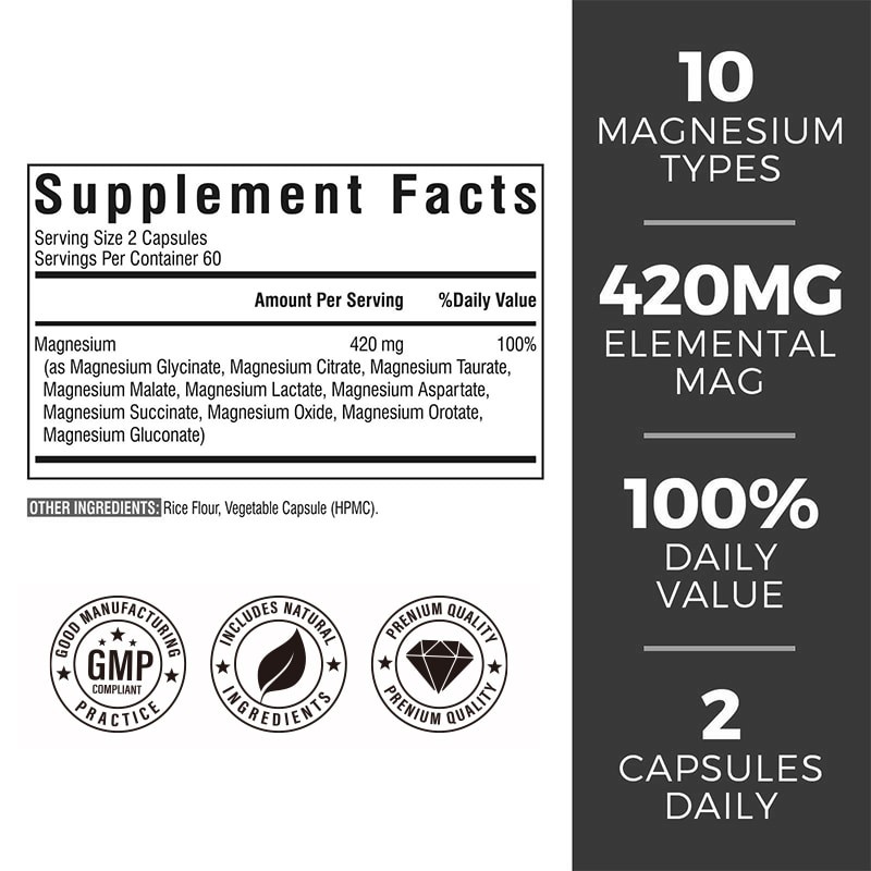 Magnesium Complex Capsules Supplier - 10-in-1 Nerve Heart